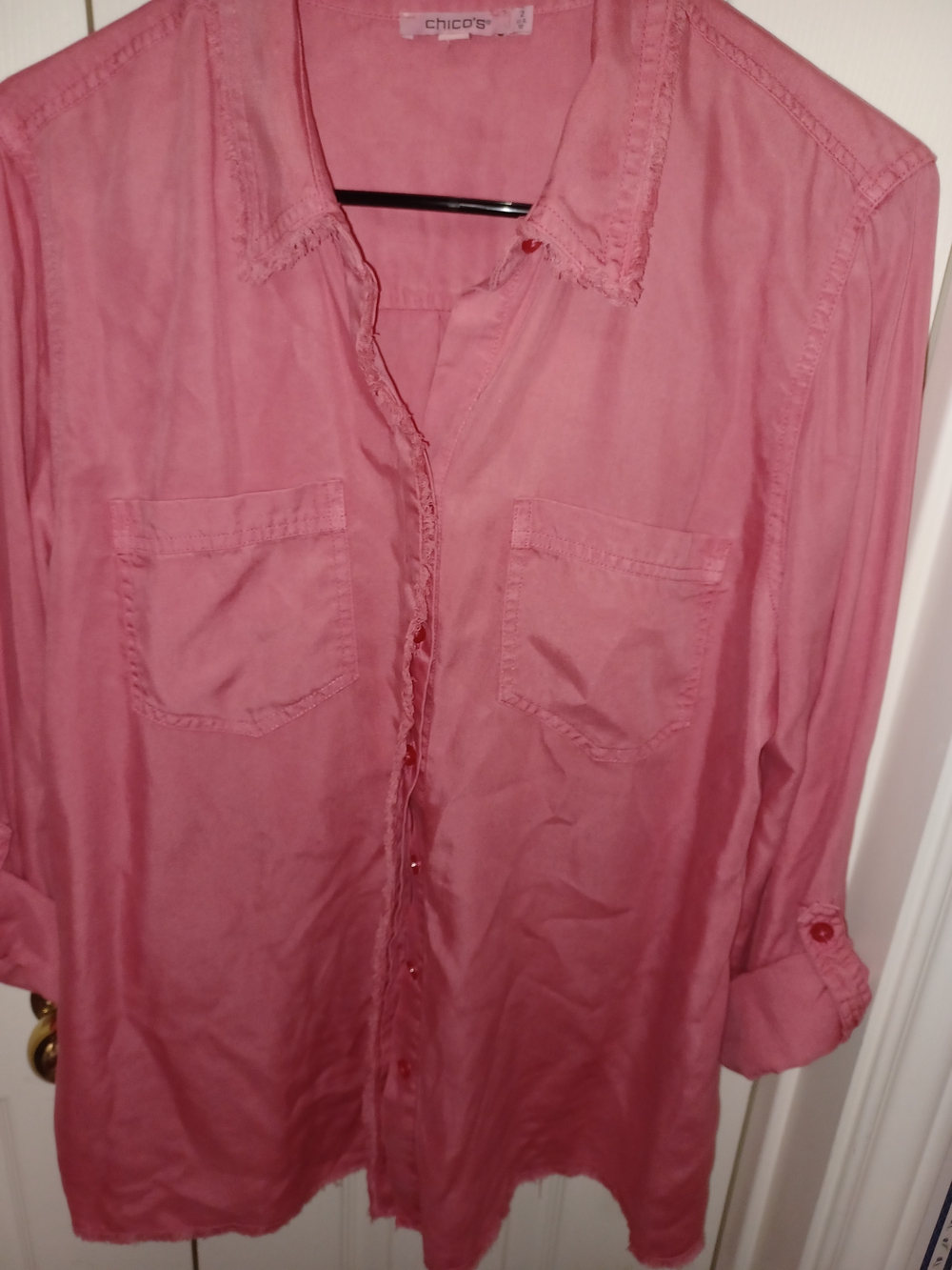 Chico's Pink Button-Front Utility Shirt - Picture 8 of 8